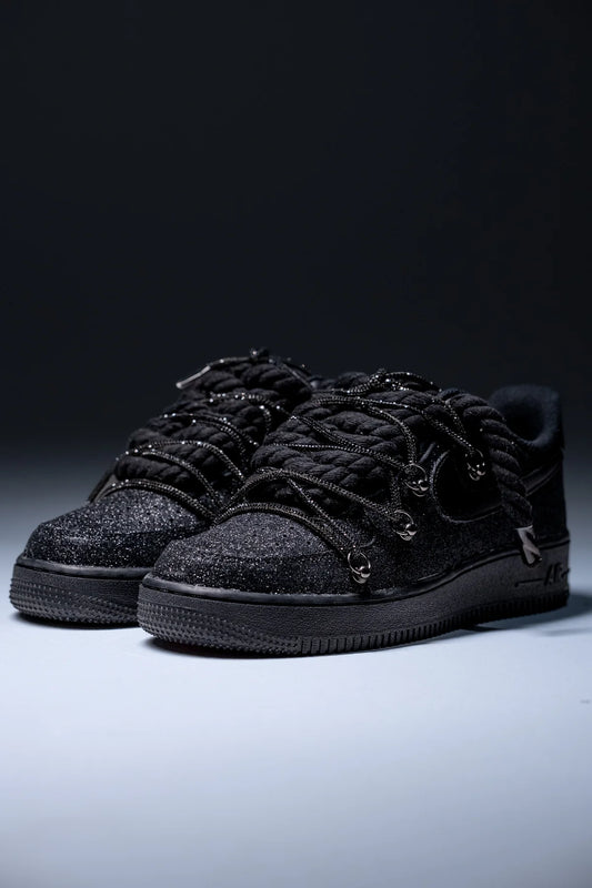 Nike Air force 1 Black Glitter Ropes Svaroski Laces