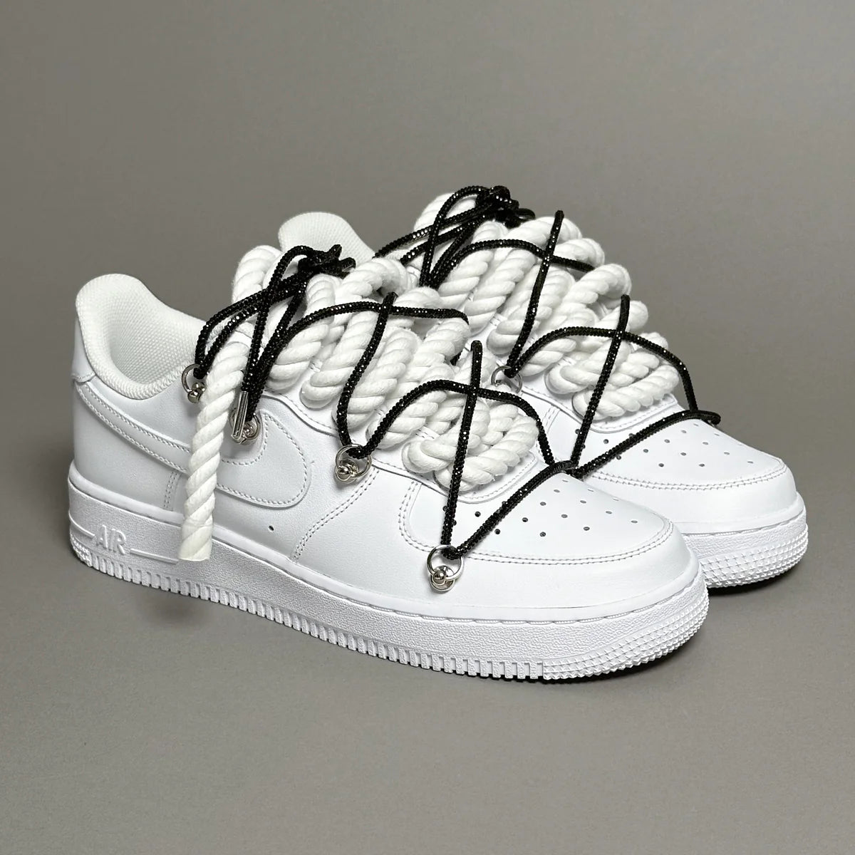 Nike Air Force 1 White “Ropes Laces White” Swarovski Elastic