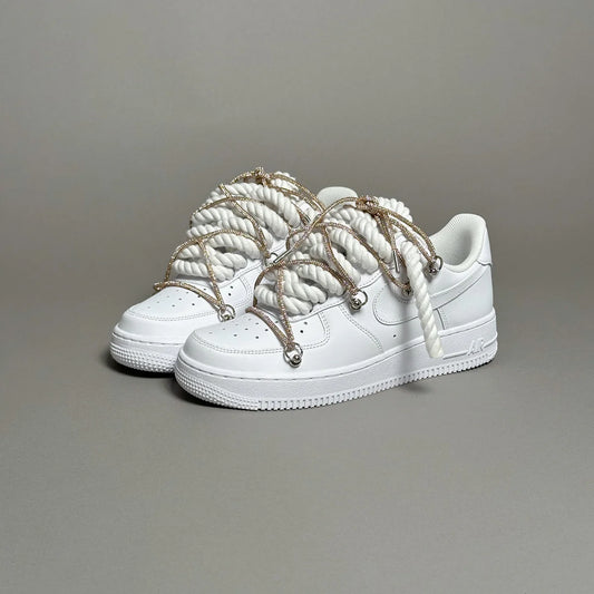 Nike Air Force 1 White “Ropes Laces White” Swarovski Elastic