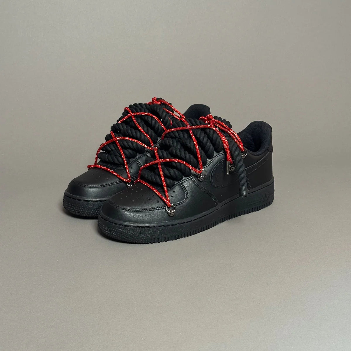 Nike Air Force 1 Black Ropes Swaroski Laces