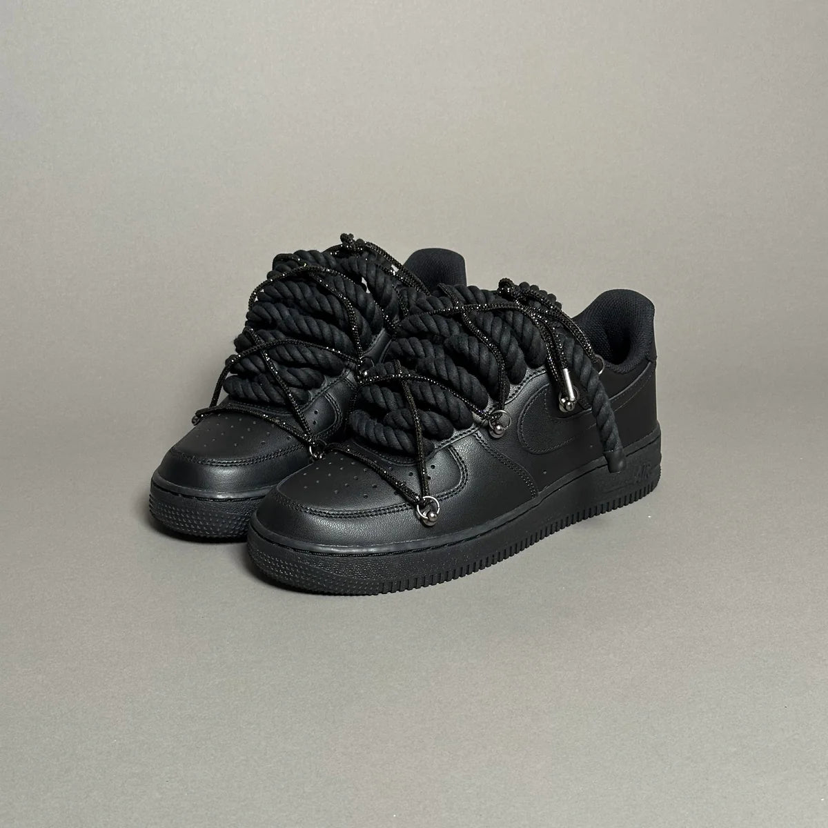 Nike Air Force 1 Black Ropes Swaroski Laces