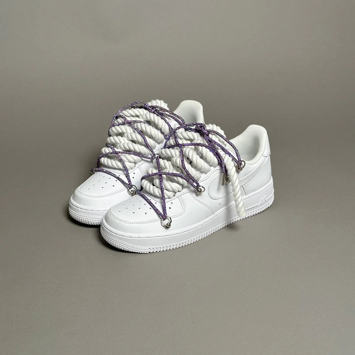 Nike Air Force 1 White “Ropes Laces White” Swarovski Elastic
