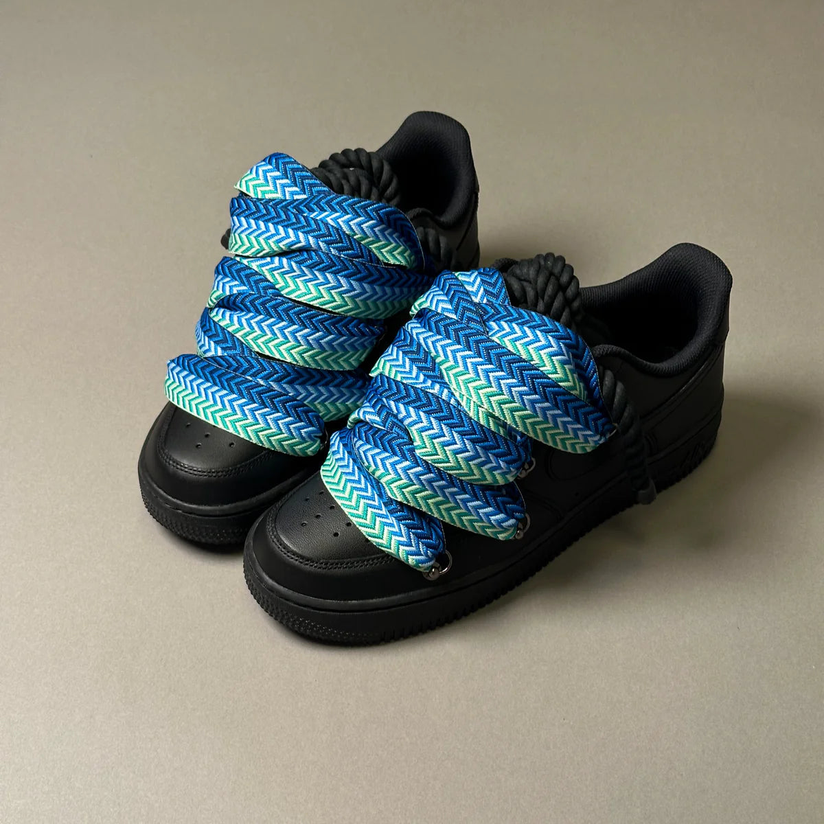 Nike Air Force 1 Black Ropes Laces Lanvin