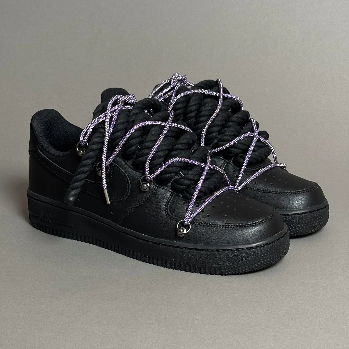 Nike Air Force 1 Black Ropes Swaroski Laces