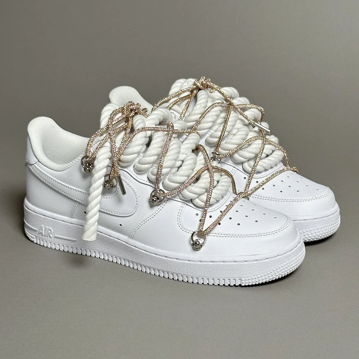 Nike Air Force 1 White “Ropes Laces White” Swarovski Elastic