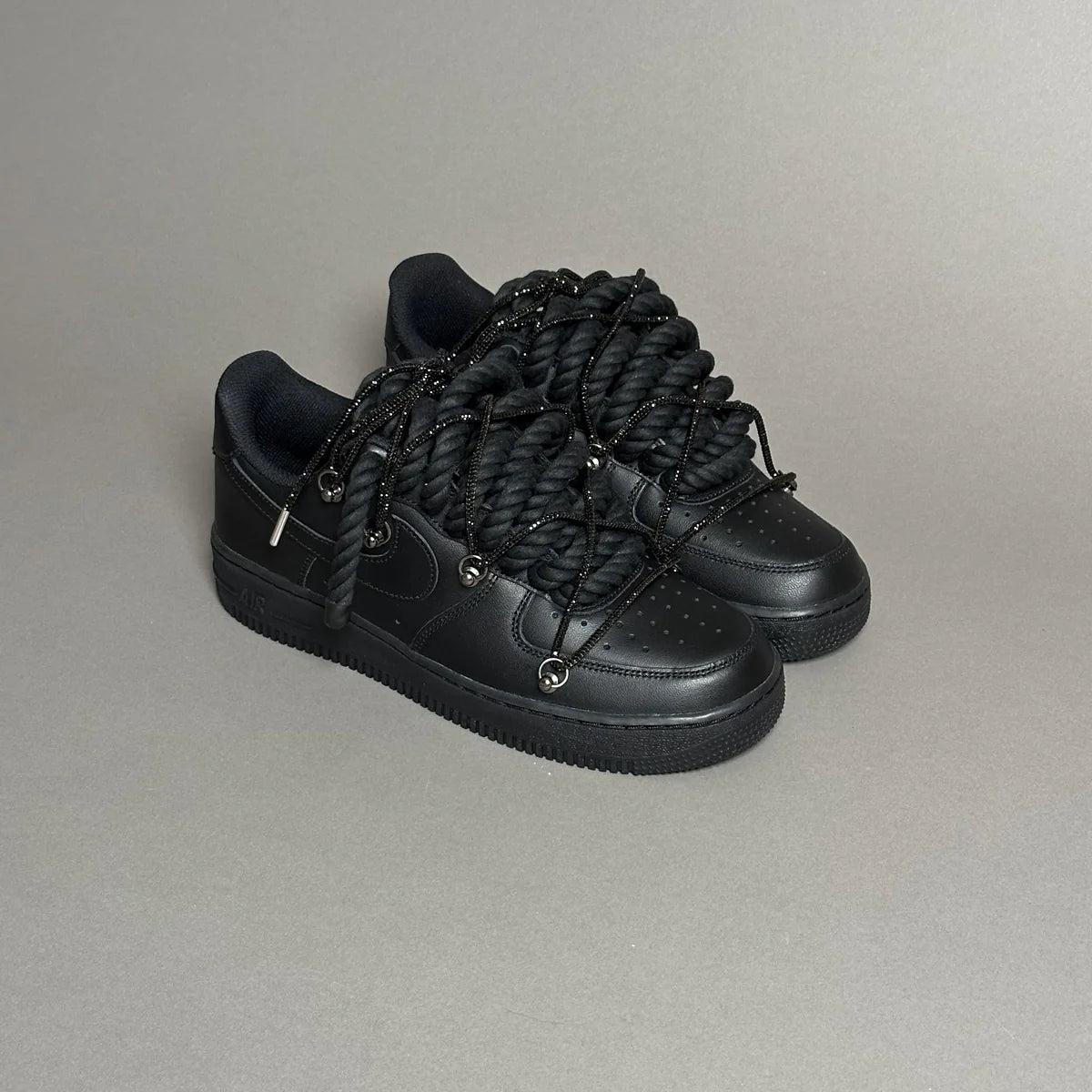 Nike Air Force 1 Black Ropes Swaroski Laces