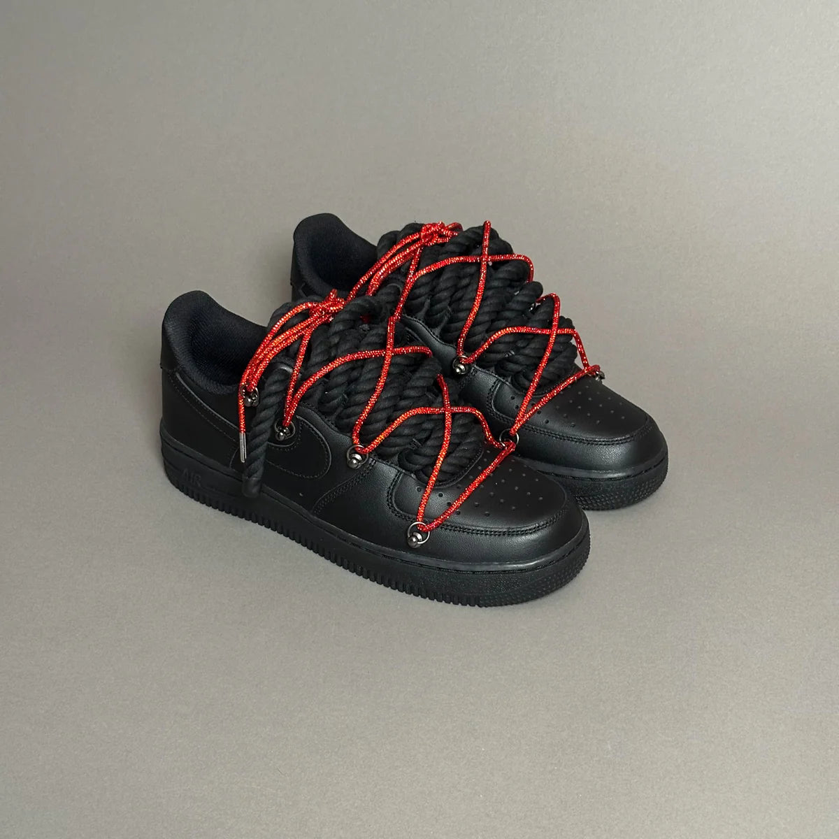 Nike Air Force 1 Black Ropes Swaroski Laces