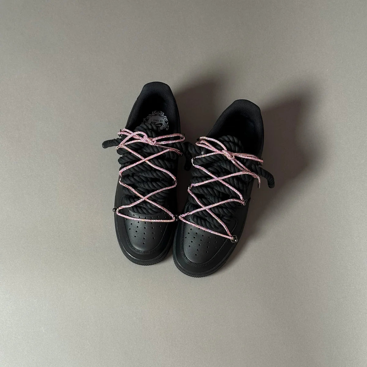 Nike Air Force 1 Black Ropes Swaroski Laces