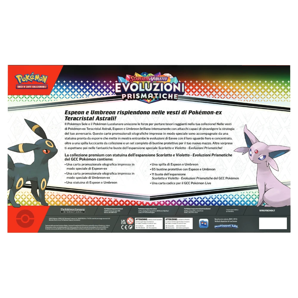 Pokémon SV Evoluzioni Prismatiche Collezione Premium con statuina retro