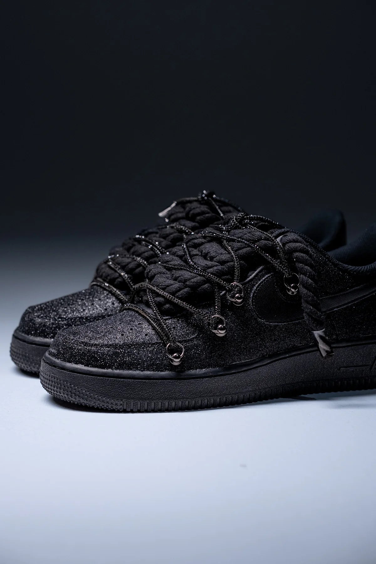 Nike Air force 1 Black Glitter Ropes Svaroski Laces