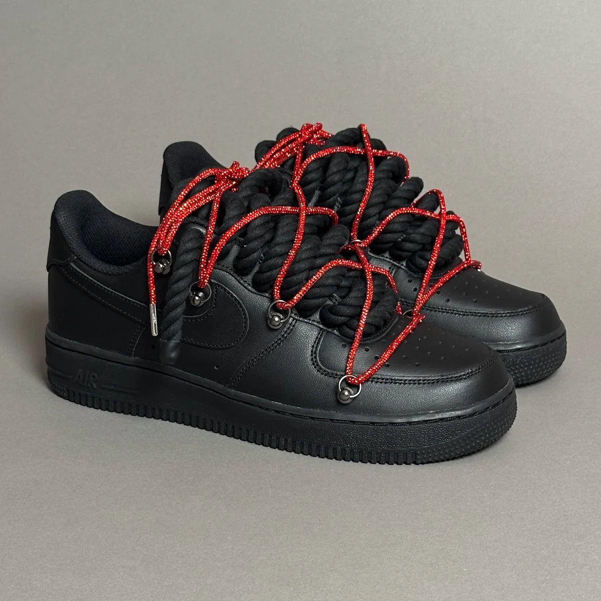 Nike Air Force 1 Black Ropes Swaroski Laces