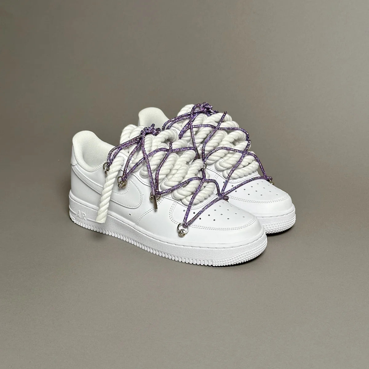 Nike Air Force 1 White “Ropes Laces White” Swarovski Elastic