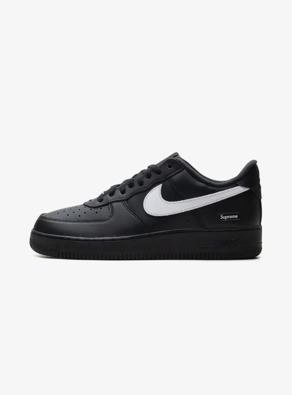 Nike Air Force 1 Low Supreme Black White vista laterale sinistra