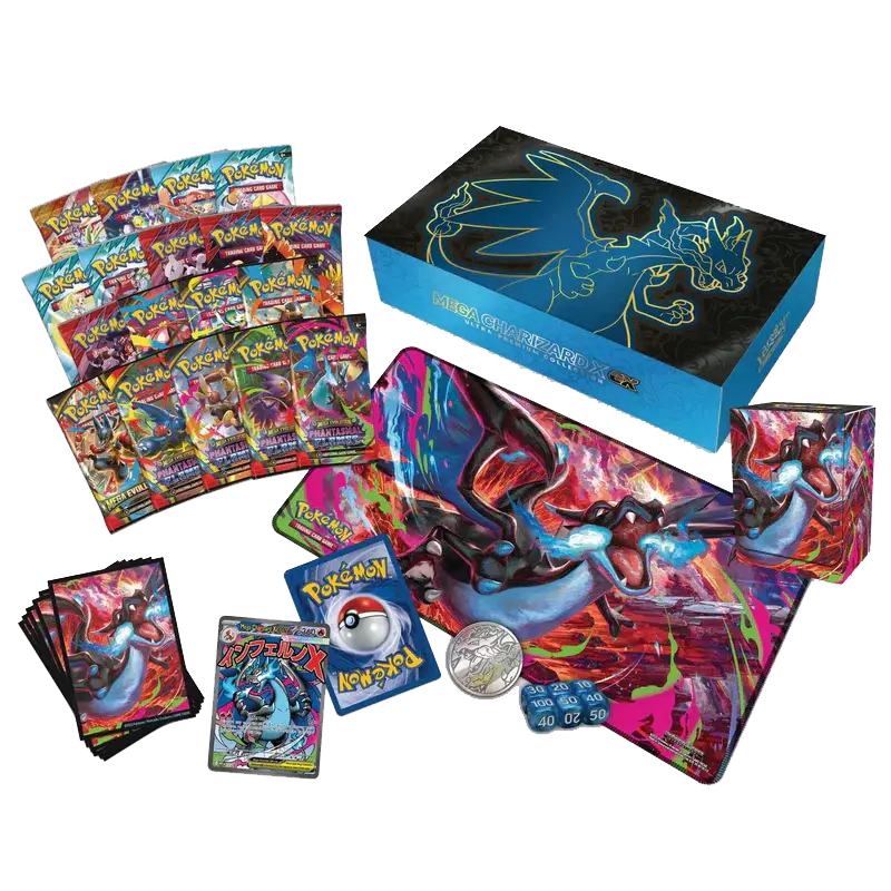 Pokémon GCC Collezione Ultra Premium Fiamme Spettrali Mega Charizard X-ex Contenuto e Promo Cards