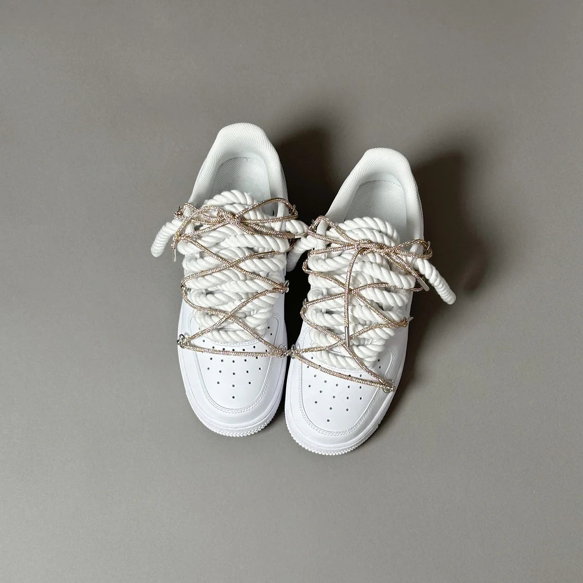 Nike Air Force 1 White “Ropes Laces White” Swarovski Elastic