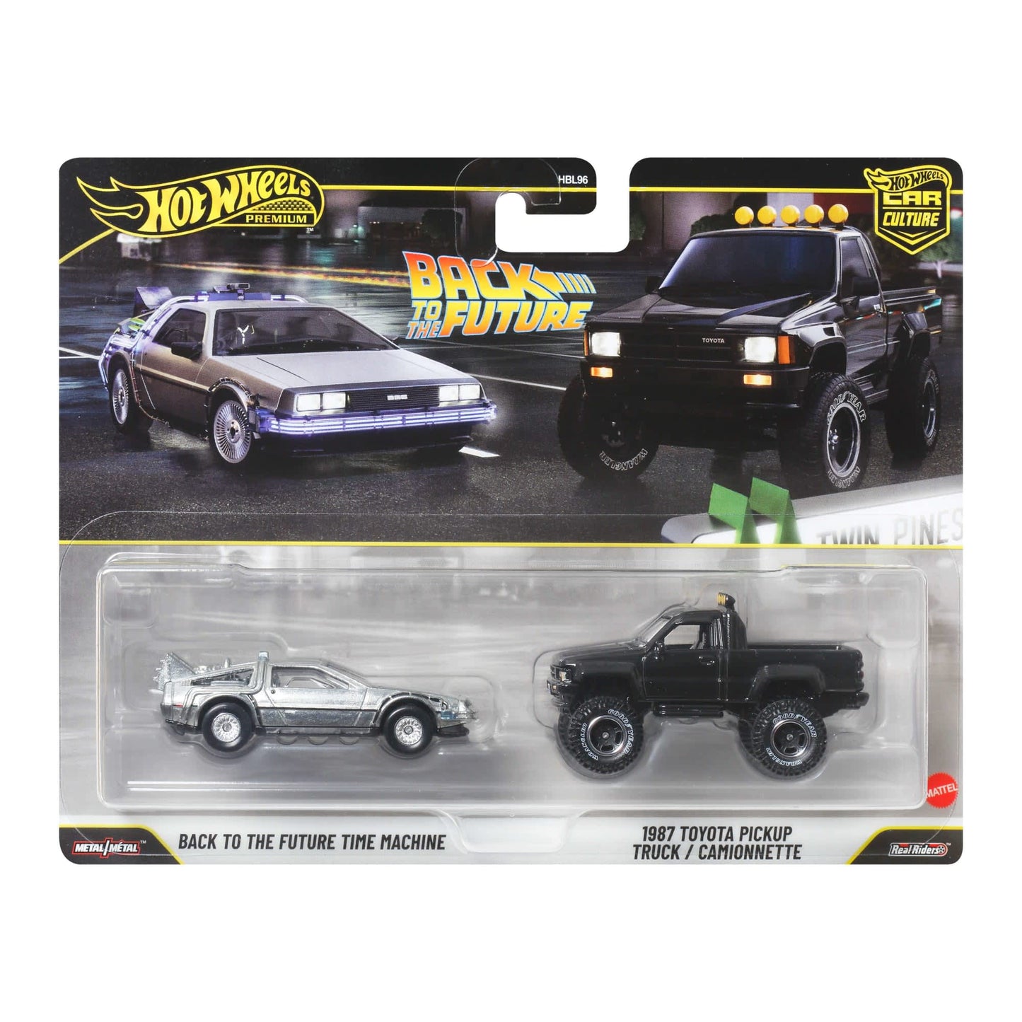 Hot Wheels Premium Car Culture 2-Pack Back to the Future Time Machine & 1987 Toyota Pickup