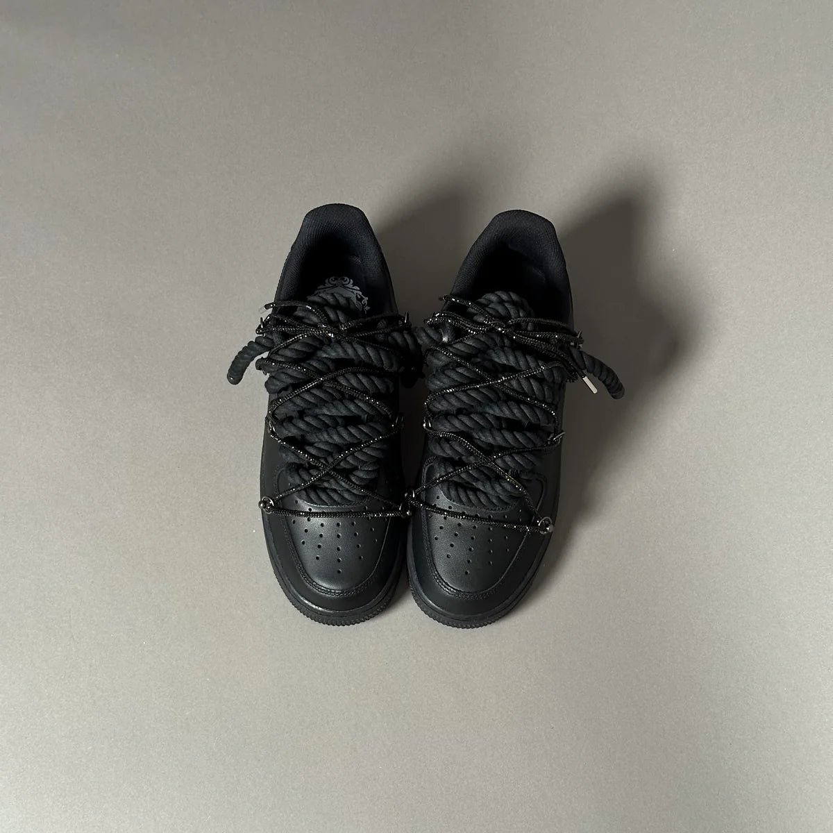 Nike Air Force 1 Black Ropes Swaroski Laces