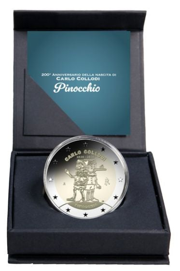 Cofanetto ufficiale moneta commemorativa 2 Euro Carlo Collodi 2026 