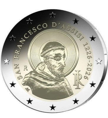 2 Euro Proof San Francesco d’Assisi 2026 retro moneta Italia
