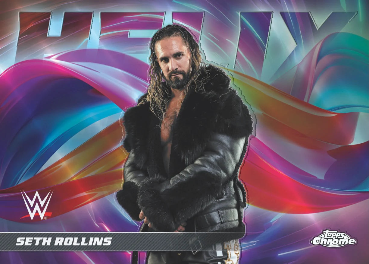 Close-up of Topps Chrome WWE 2026 Seth Rollins’s card