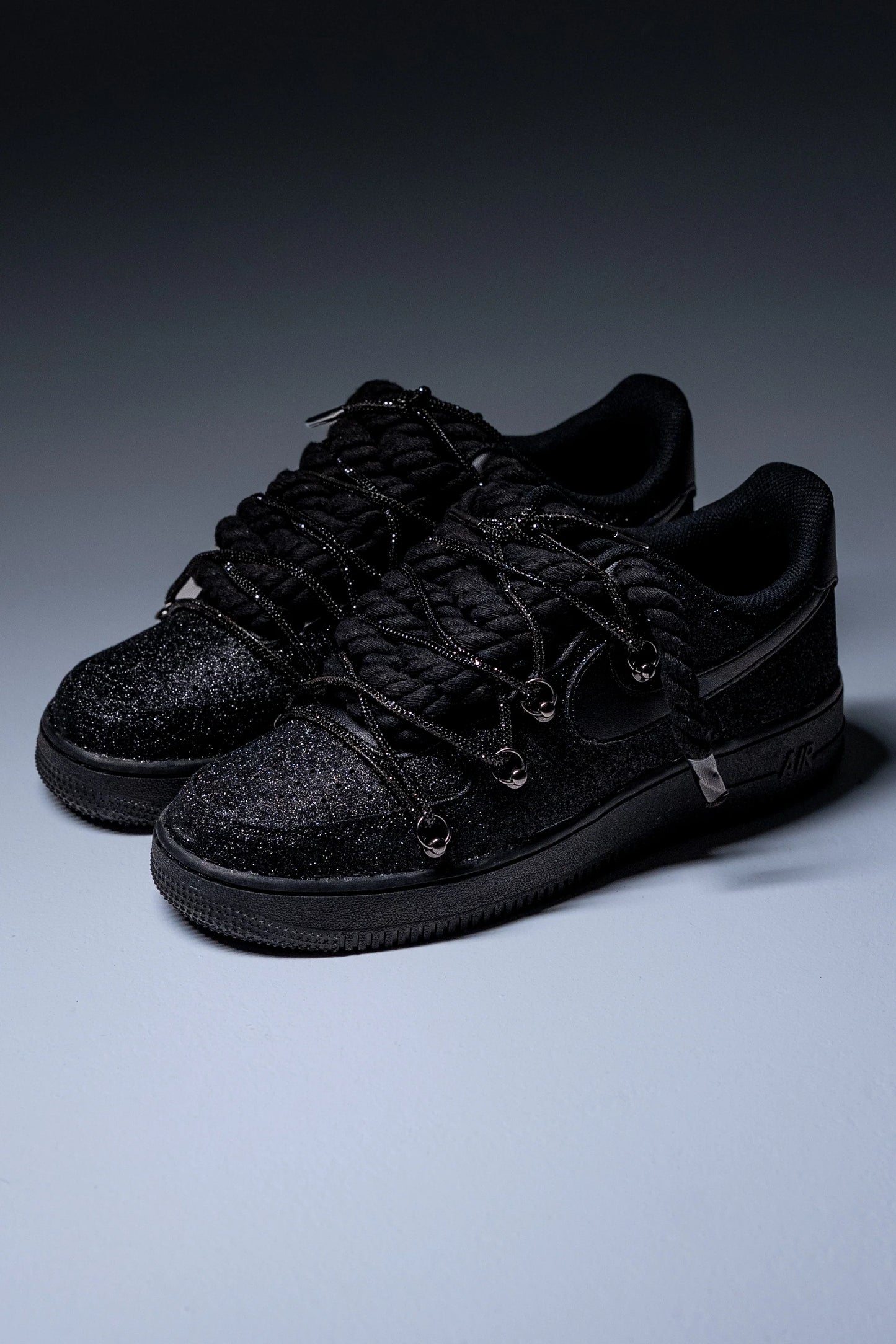 Nike Air force 1 Black Glitter Ropes Svaroski Laces