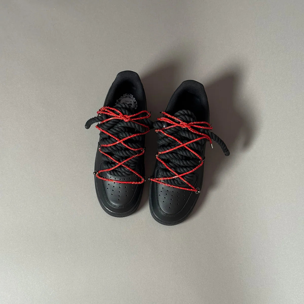 Nike Air Force 1 Black Ropes Swaroski Laces