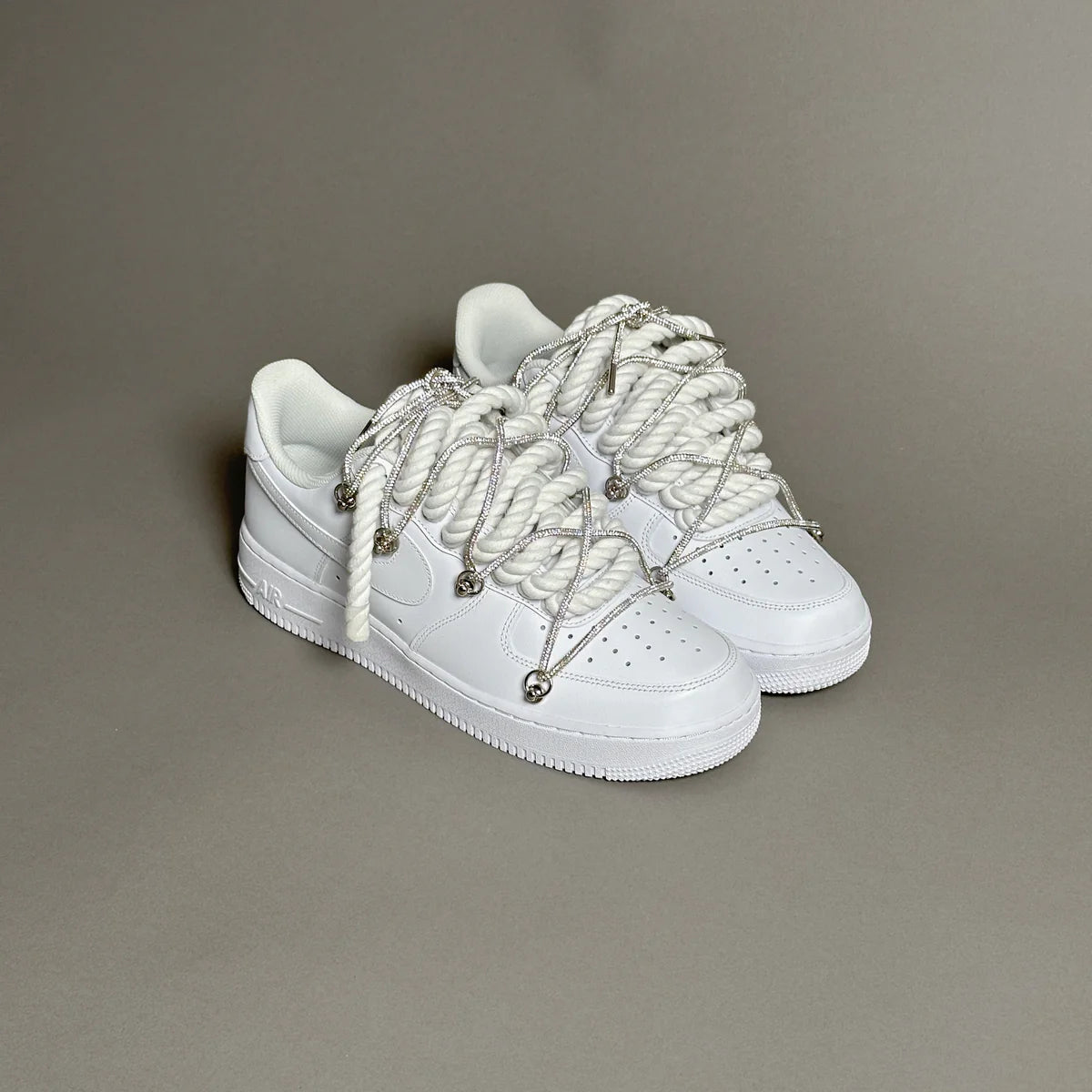 Nike Air Force 1 White “Ropes Laces White” Swarovski Elastic