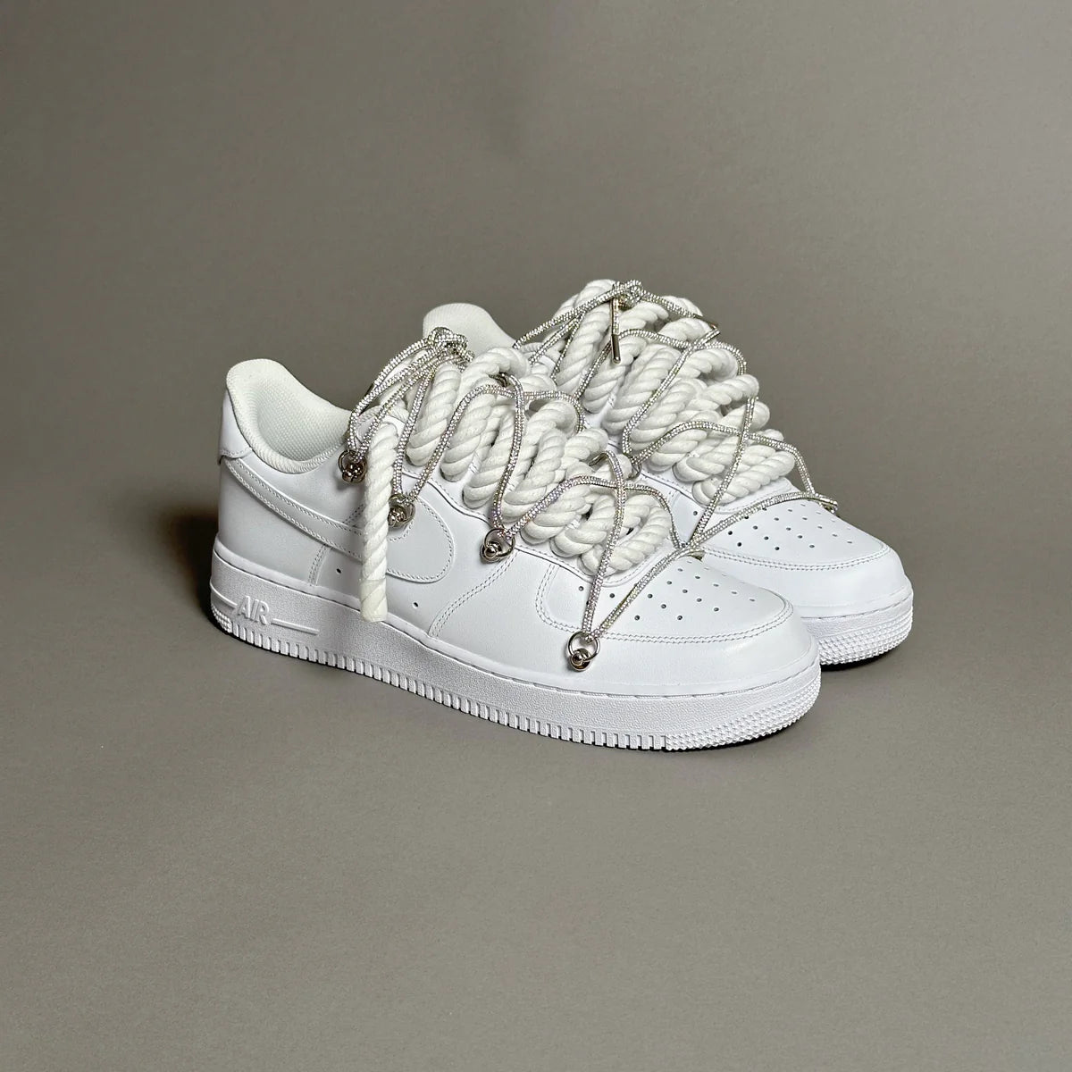 Nike Air Force 1 White “Ropes Laces White” Swarovski Elastic