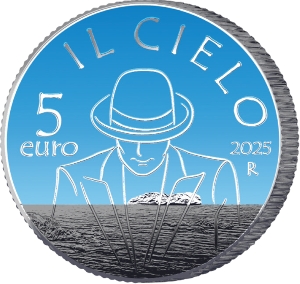 5 Euro argento Il Cielo Renato Zero 2025 moneta da collezione vista frontale