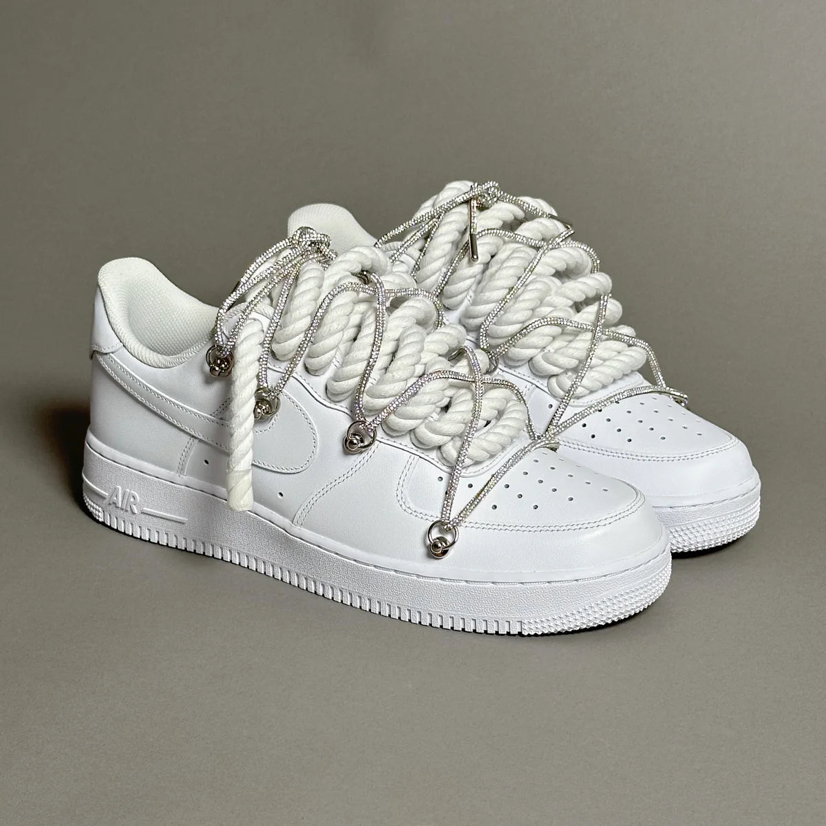 Nike Air Force 1 White “Ropes Laces White” Swarovski Elastic