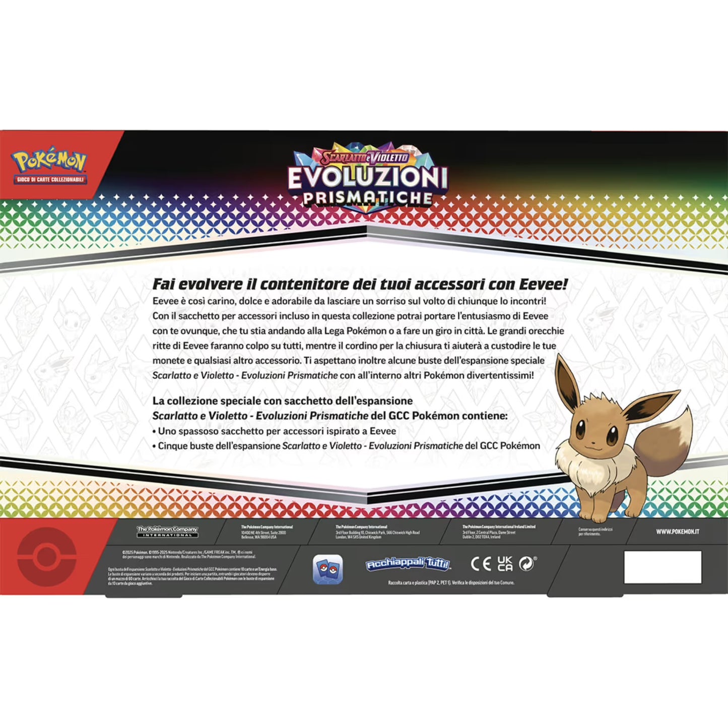 Pokemon GCC Scarlatto & Violetto Evoluzioni Prismatiche Collezione Speciale con Sacchetto
