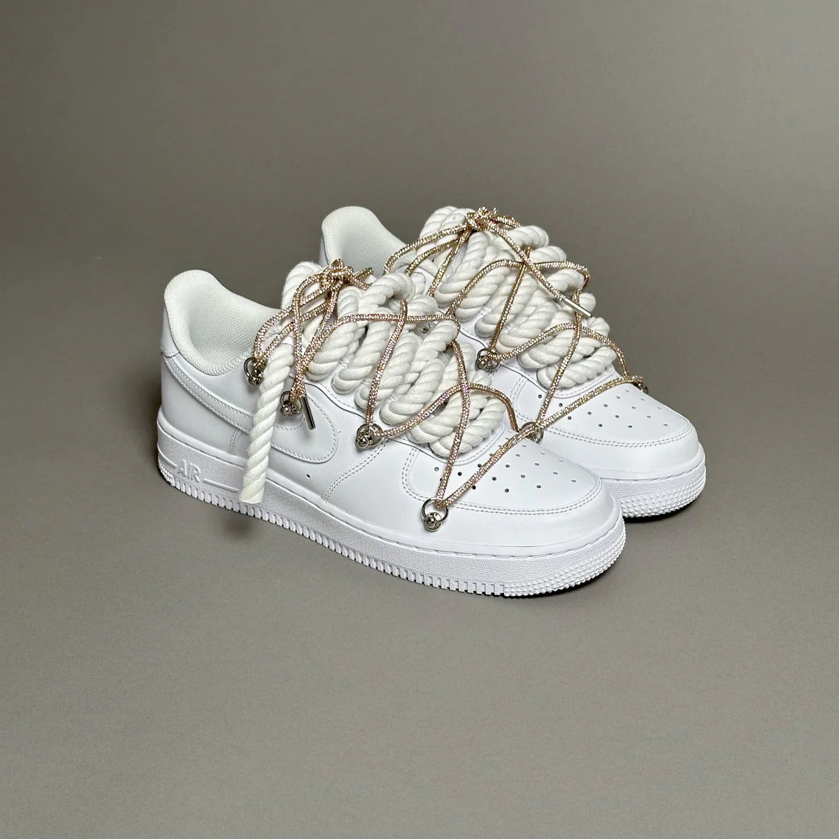 Nike Air Force 1 White “Ropes Laces White” Swarovski Elastic