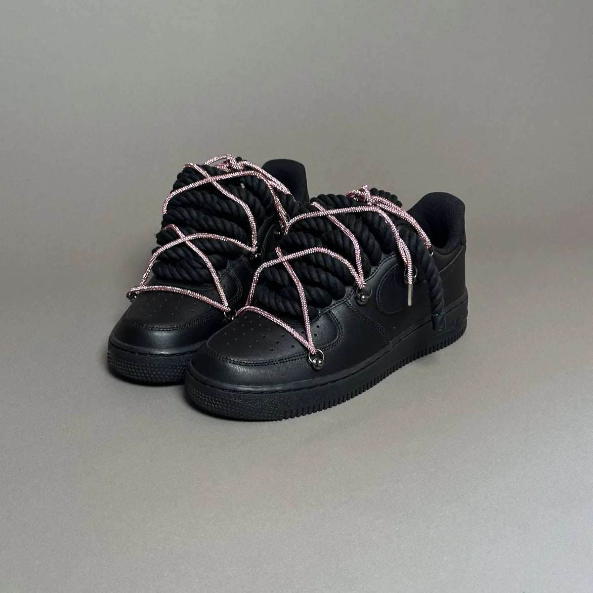 Nike Air Force 1 Black Ropes Swaroski Laces