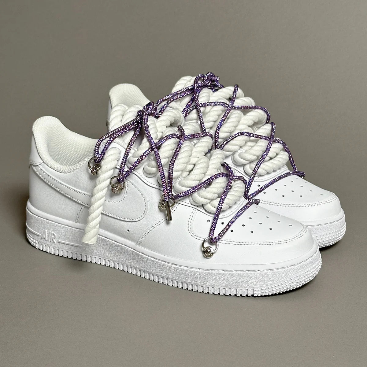 Nike Air Force 1 White “Ropes Laces White” Swarovski Elastic