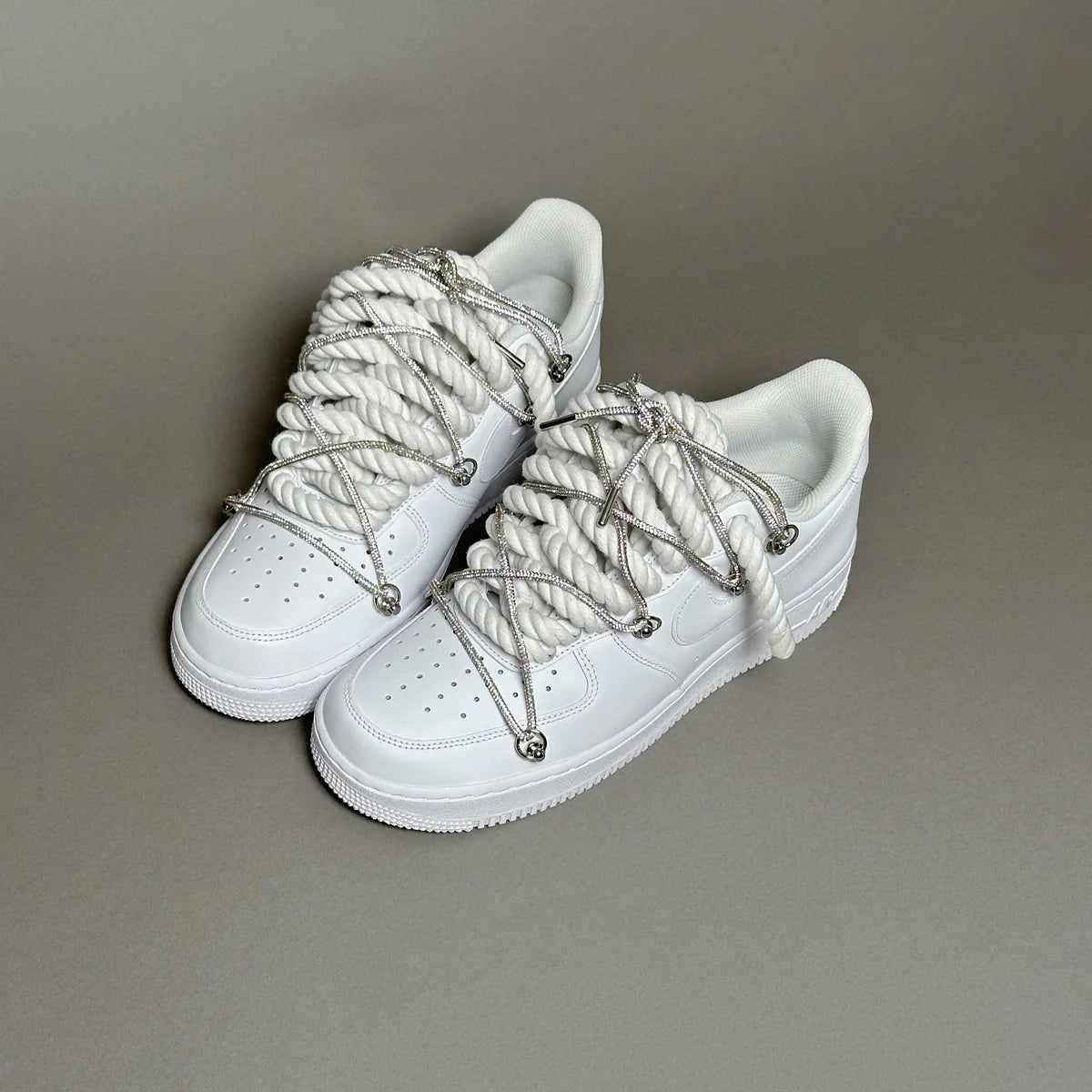 Nike Air Force 1 White “Ropes Laces White” Swarovski Elastic