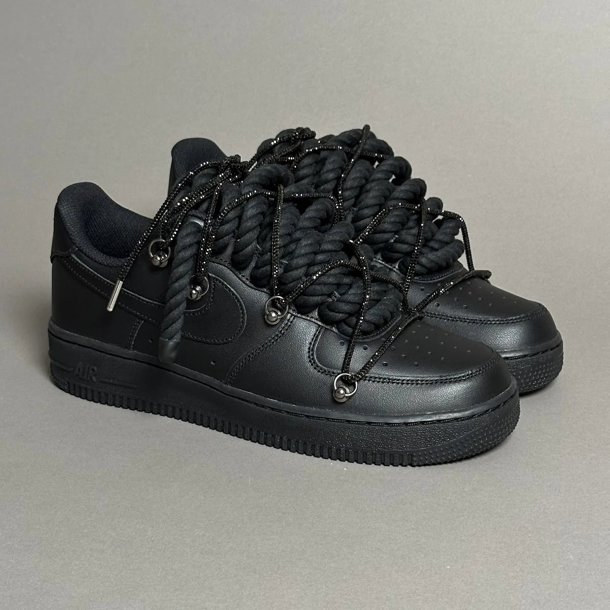 Nike Air Force 1 Black Ropes Swaroski Laces