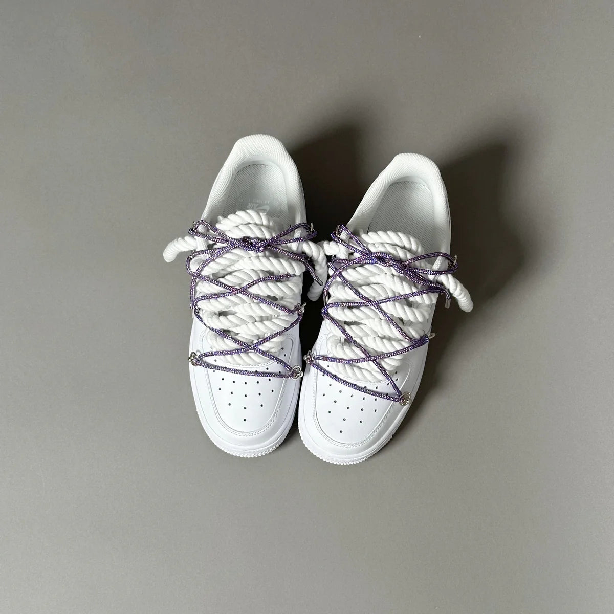 Nike Air Force 1 White “Ropes Laces White” Swarovski Elastic