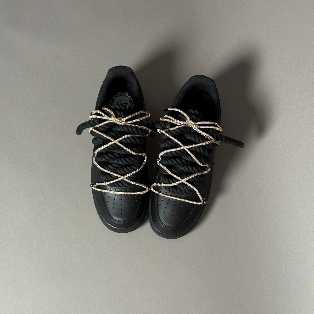 Nike Air Force 1 Black Ropes Swaroski Laces