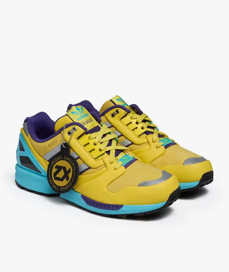 adidas ZX 8000 Consortium Yellow Blue Glow vista angolata