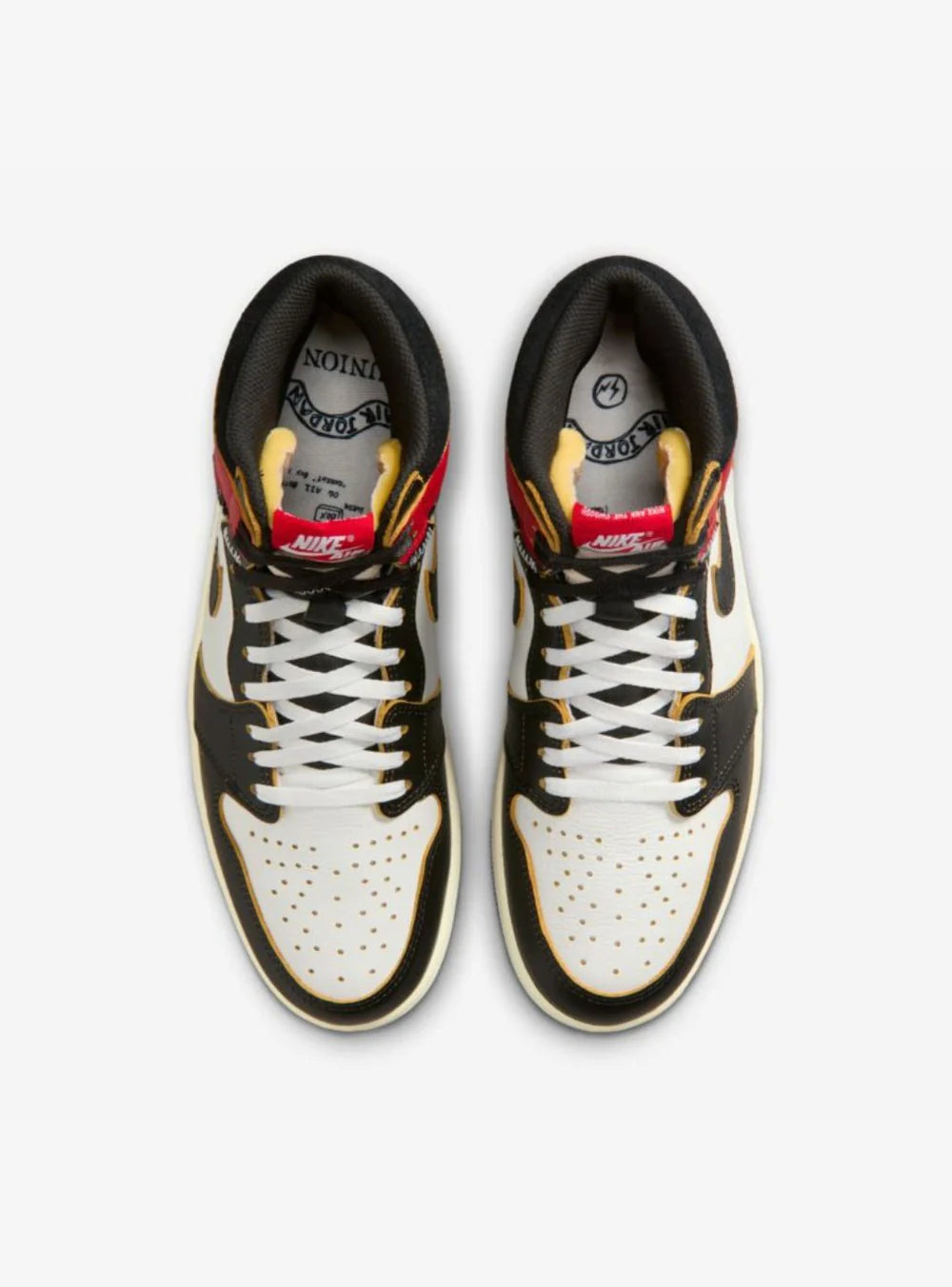 Air Jordan 1 Retro High OG SP Fragment x Union LA Varsity Red Sport Royal vista dall’alto