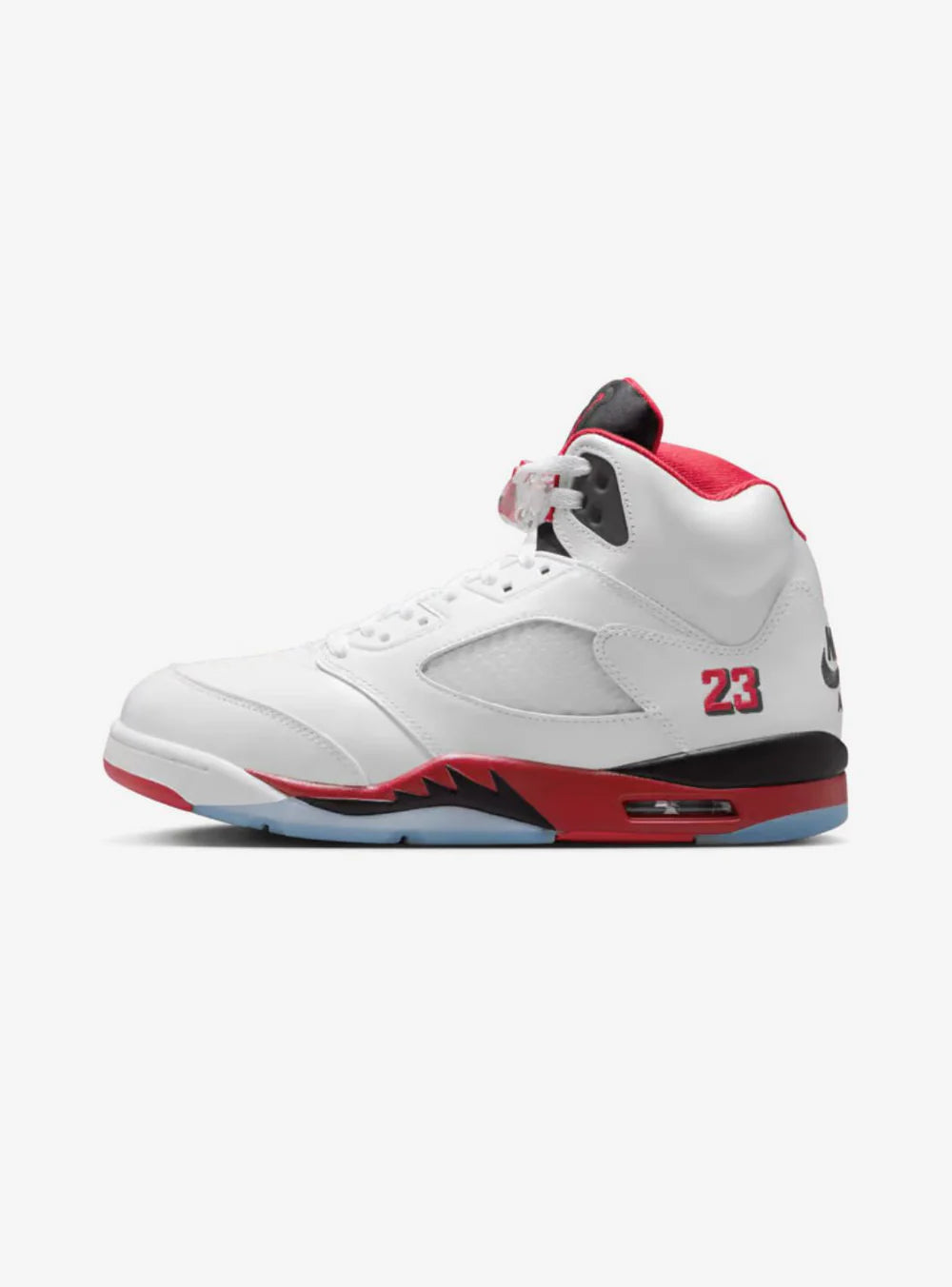 Air Jordan 5 Retro Fire Red Black Tongue 2025 vista laterale sinistra
