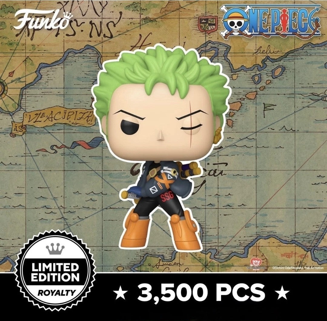 Funko Pop Zoro #2178 Royalty Limited Edition exclusive sticker detail
