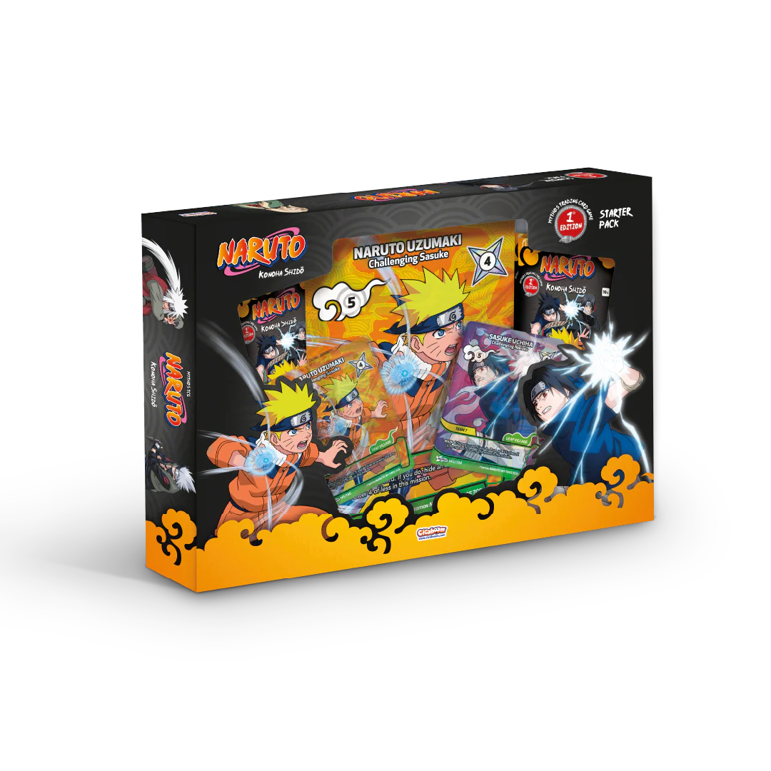 Naruto Mythos TCG Starter Pack Naruto & Sasuke vista frontale
