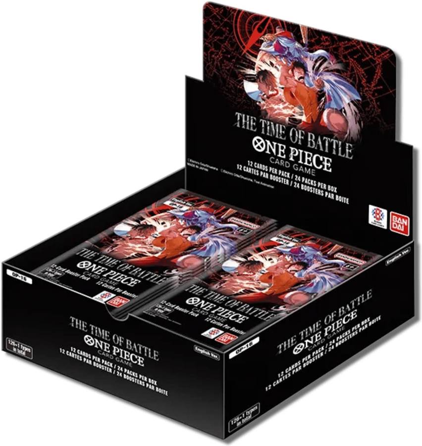 One Piece OP-16 The Time of Battle booster box angled view
