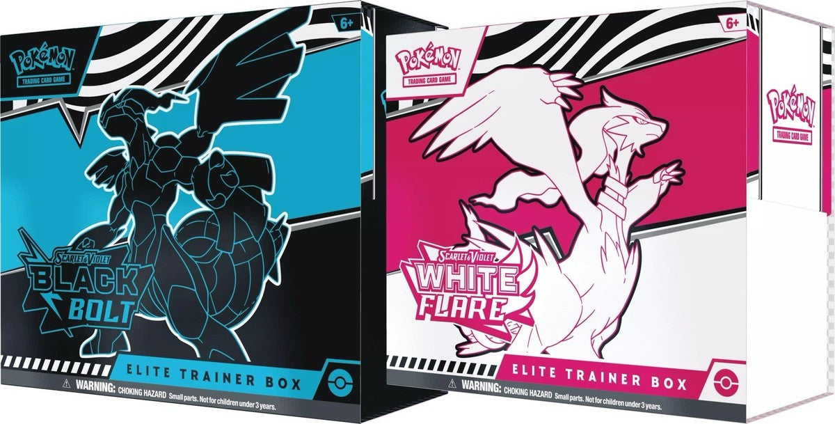 Pokémon TCG Elite Trainer Box Scarlet & Violet White Black White Flare & Black Bolt - English Version - Vista Angolata