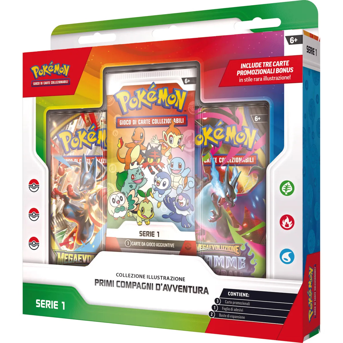 Pokémon GCC Collezione Illustrazione Primi Compagni d’Avventura vista angolata destra
