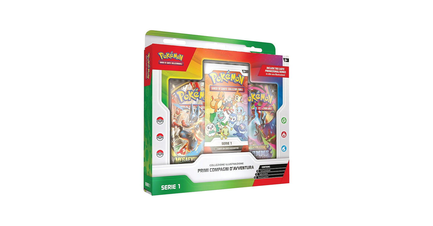 Pokémon GCC Collezione Illustrazione Primi Compagni d’Avventura vista angolata indietro 
