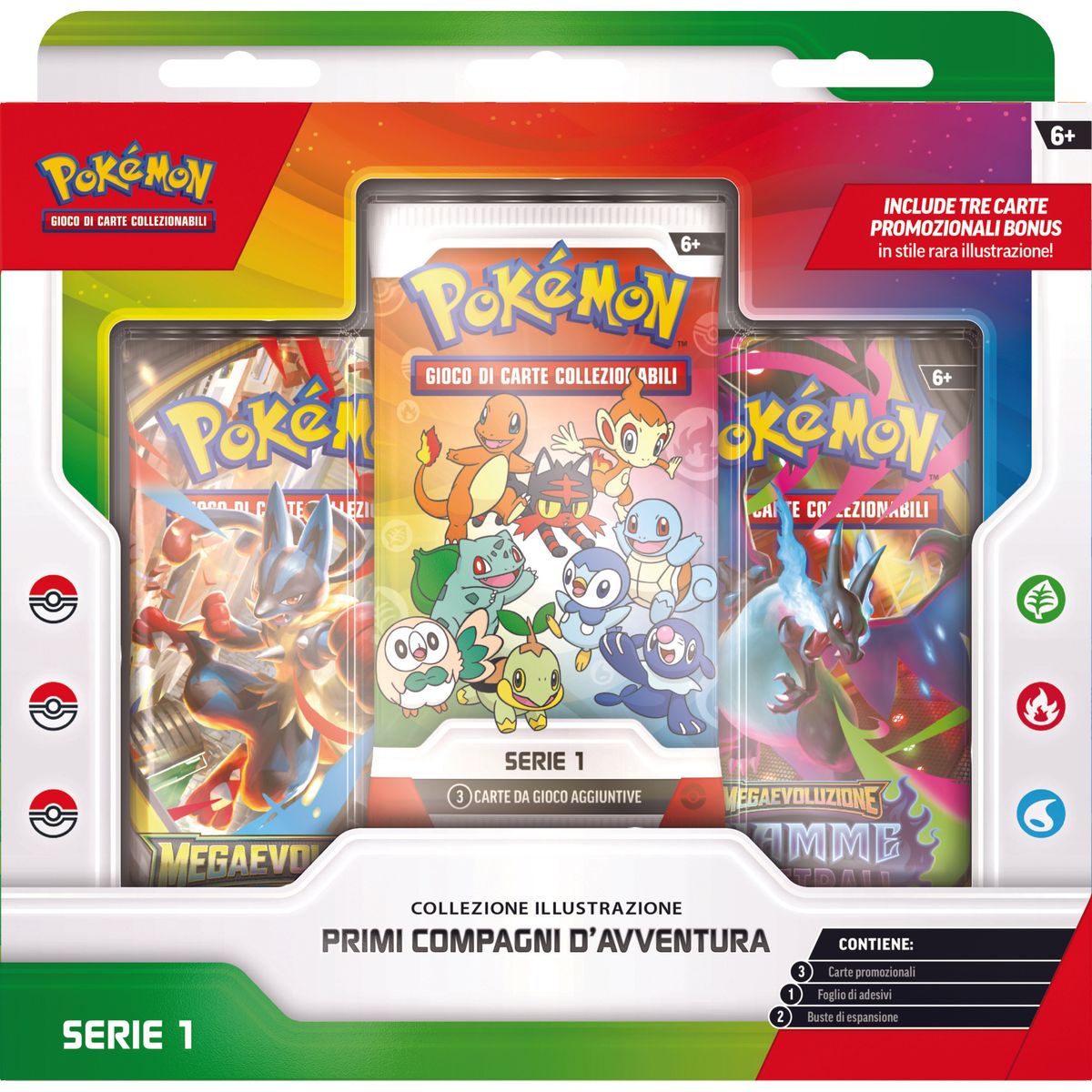 Pokémon GCC Collezione Illustrazione Primi Compagni d’Avventura vista frontale
