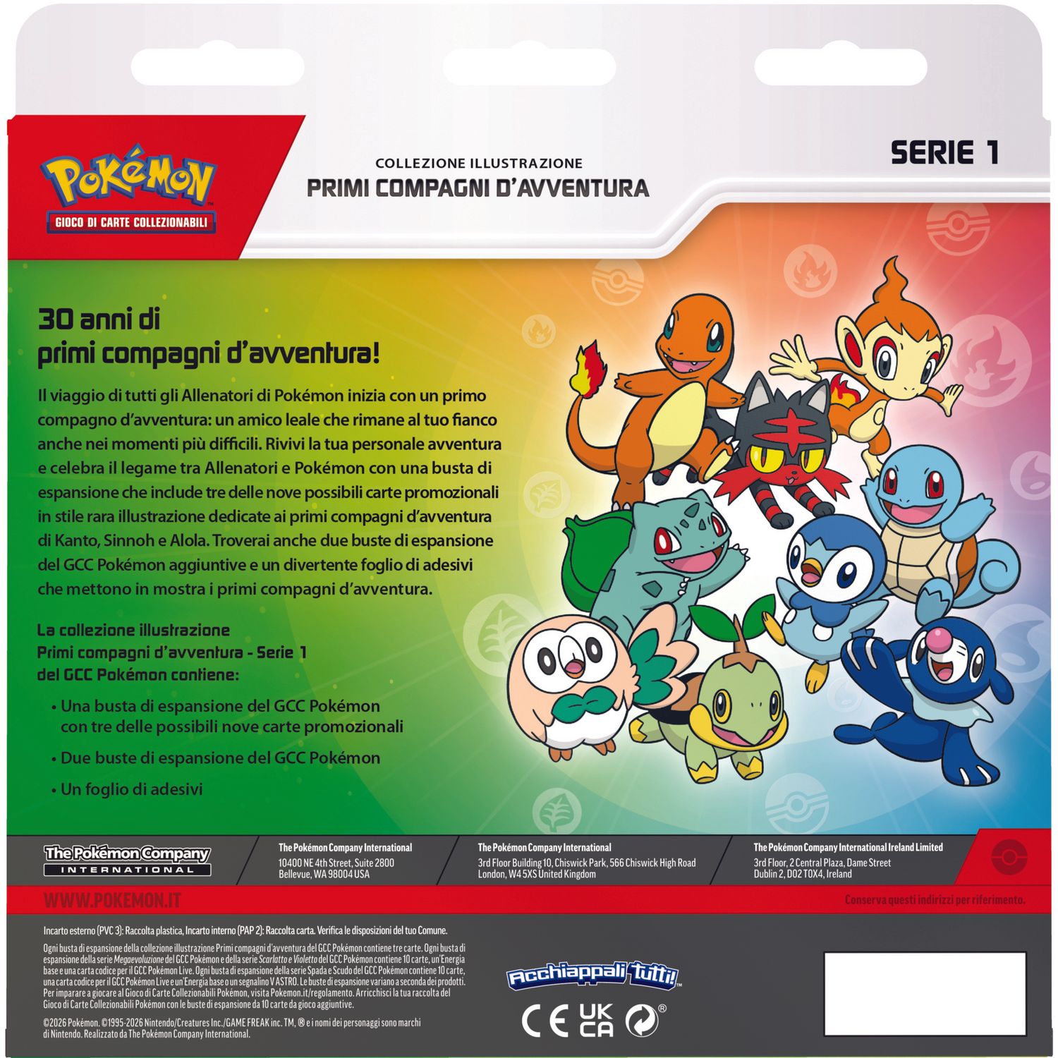Pokémon GCC Collezione Illustrazione Primi Compagni d’Avventura vista posteriore

