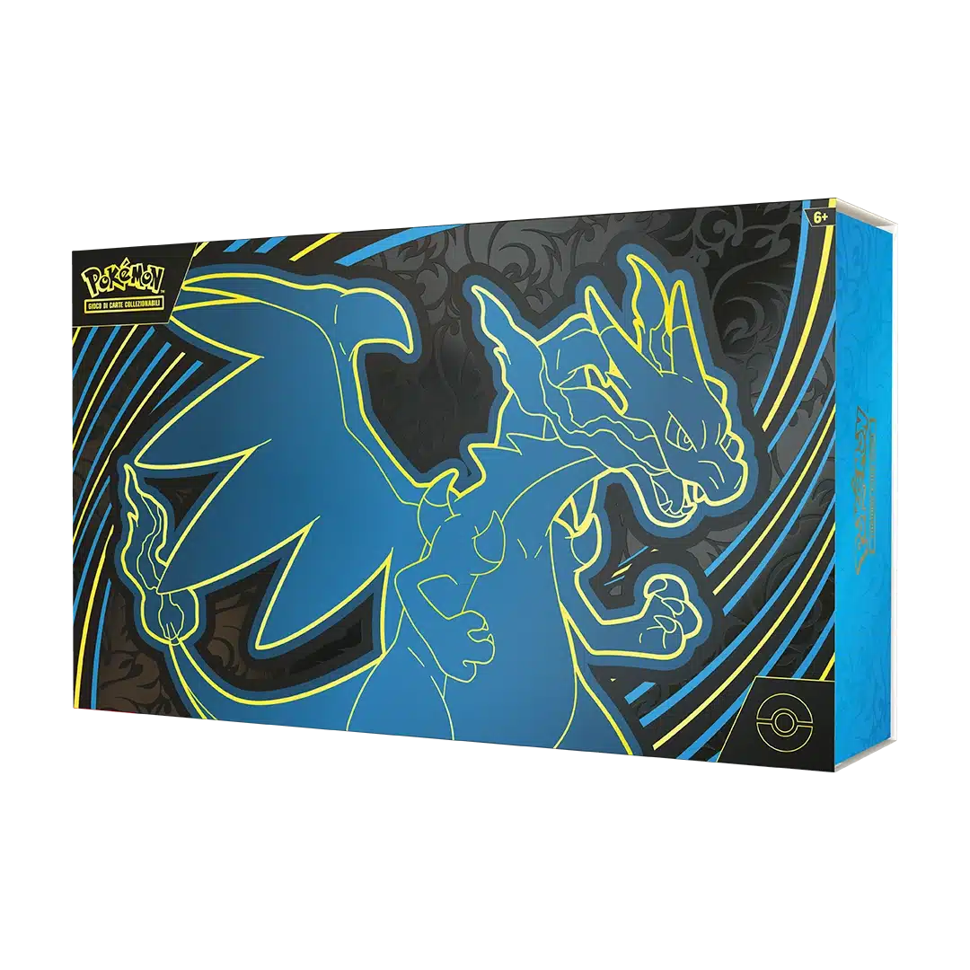 Pokémon GCC Collezione Ultra Premium Fiamme Spettrali Mega Charizard X-ex Vista Angolata 2